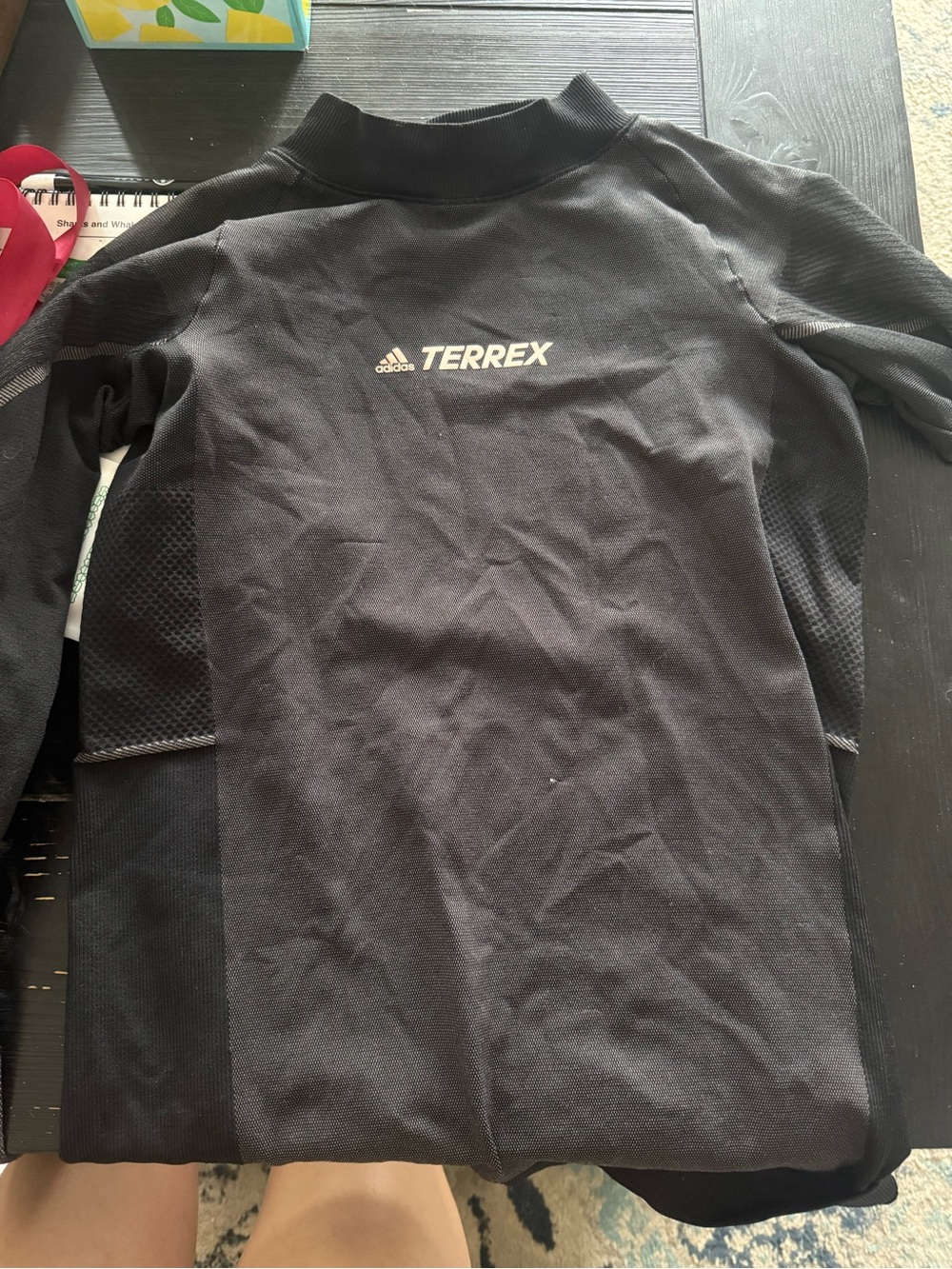 adidas Black Athletic Long Sleeve Top with Chest Logo